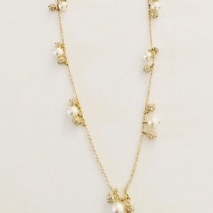 NWOT Ann Taylor Gold Pearl and Crystal Necklace Excellent Condition